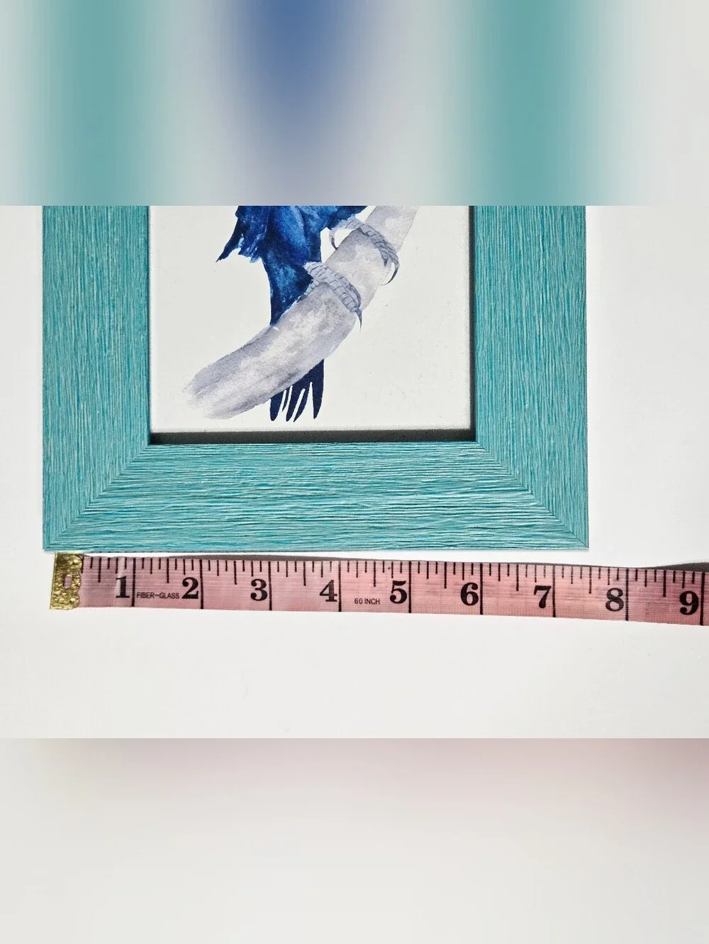 Teal Coastal Frame Blue Parrot Watercolor Print 5x7 Tropical Bird Décor